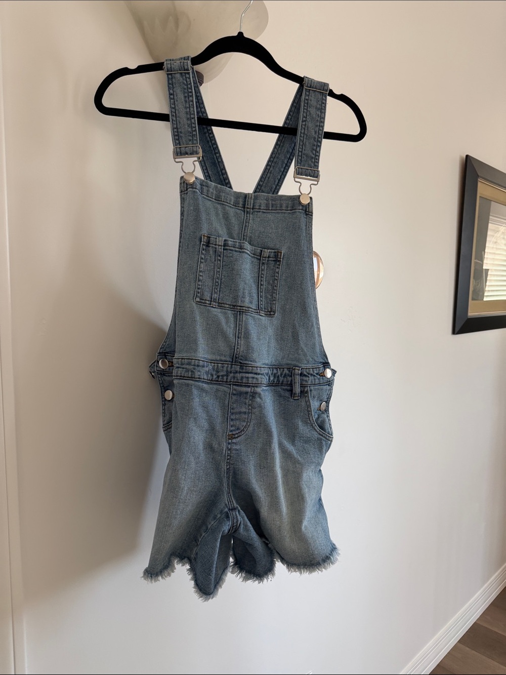 Nom Maternity Denim Short Overalls in Light Blue